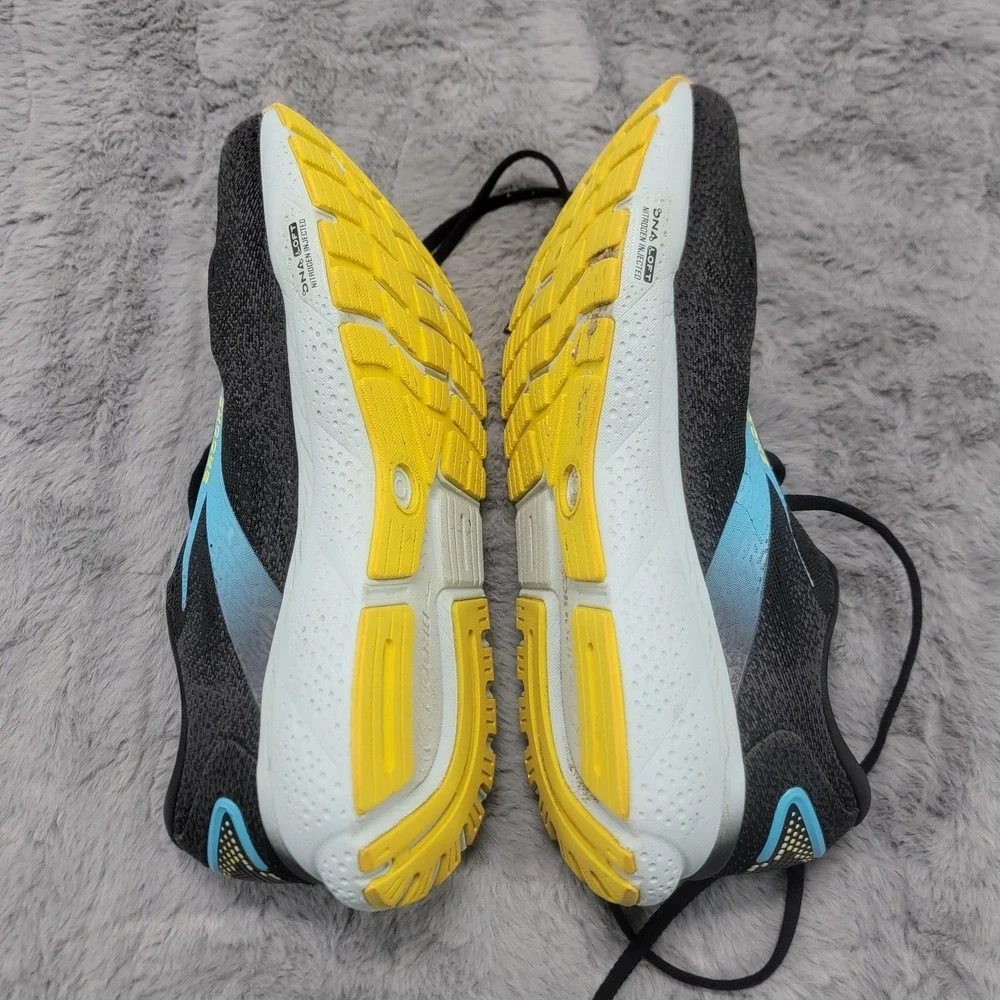 Brooks Ghost 16 Shoes Mens 10 Black Blue Yellow‎ Road Running Sneakers
